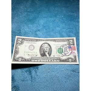 1976 Two Dollar Bill First Day of Issue Postmarked Mount Joy PA April 13 1976